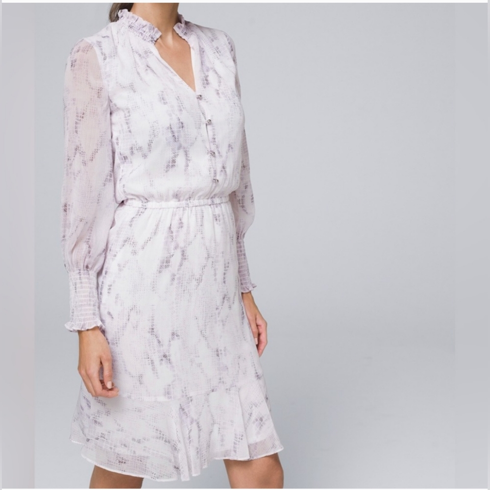 Black House White Market purple and white snake pattern soft blouse dress
